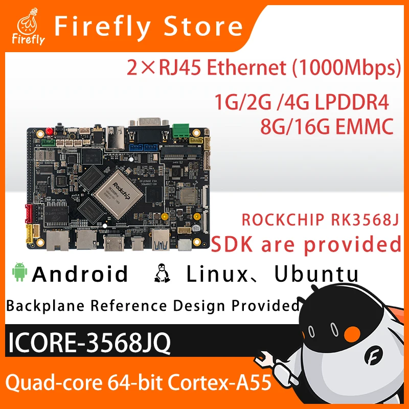 iCore-3568JQ Quad-Core Industrial Core Board with RK3568J 64-bit industrial-grade processor supports WiFi 6, free SDK