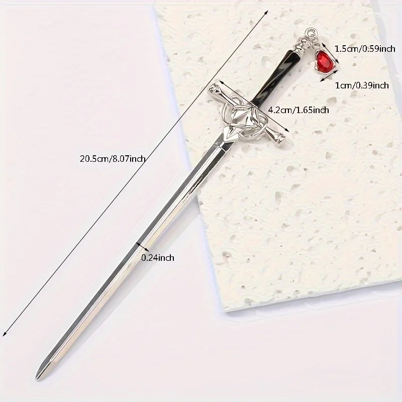Creative Sword-Shaped Ruby ​​Hairpin, Retro Chinese Style, Perfect For Women Who Enjoy Traditional Chinese Culture And Hanfu.