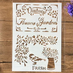 1Pcs A4 Vintage Flower Garden DIY Layering Stencils Wall Painting Scrapbook Coloring Embossing Album Decorative Template