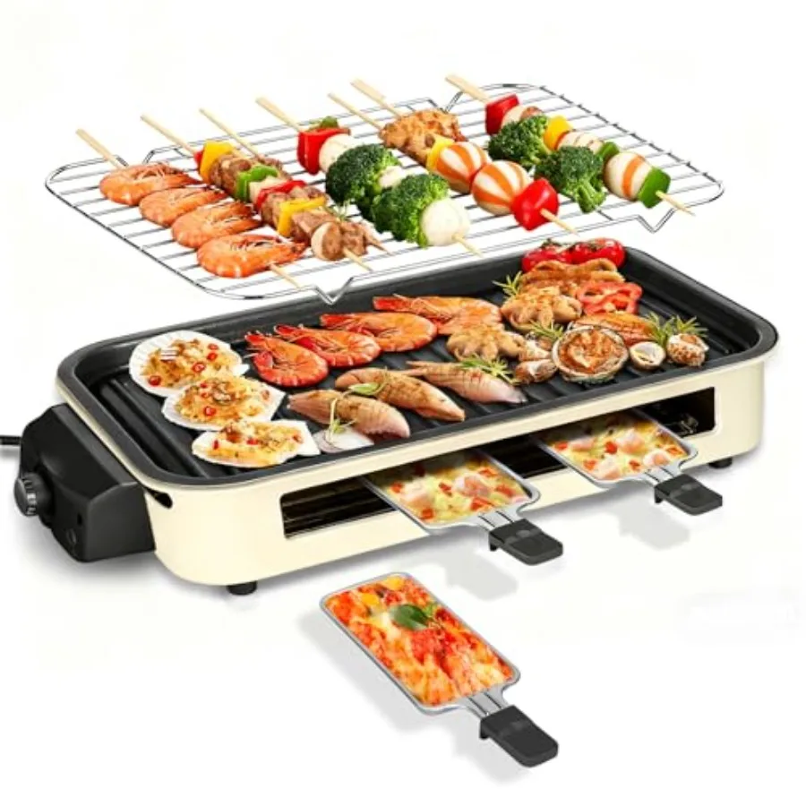 

Electric Indoor Grill 1500W, 2 in 1 Smokeless Indoor Grills with Non-stick Removable Grill and Griddle Plate, Temperature Contr