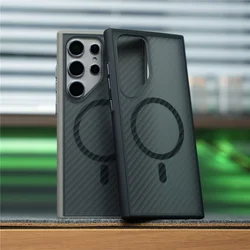 Geometric Ripples Magnetic Magsafe Phone Case for Samsung Galaxy S25 Ultra S24 Ultra Matte Wireless Charge Protective Back Cover