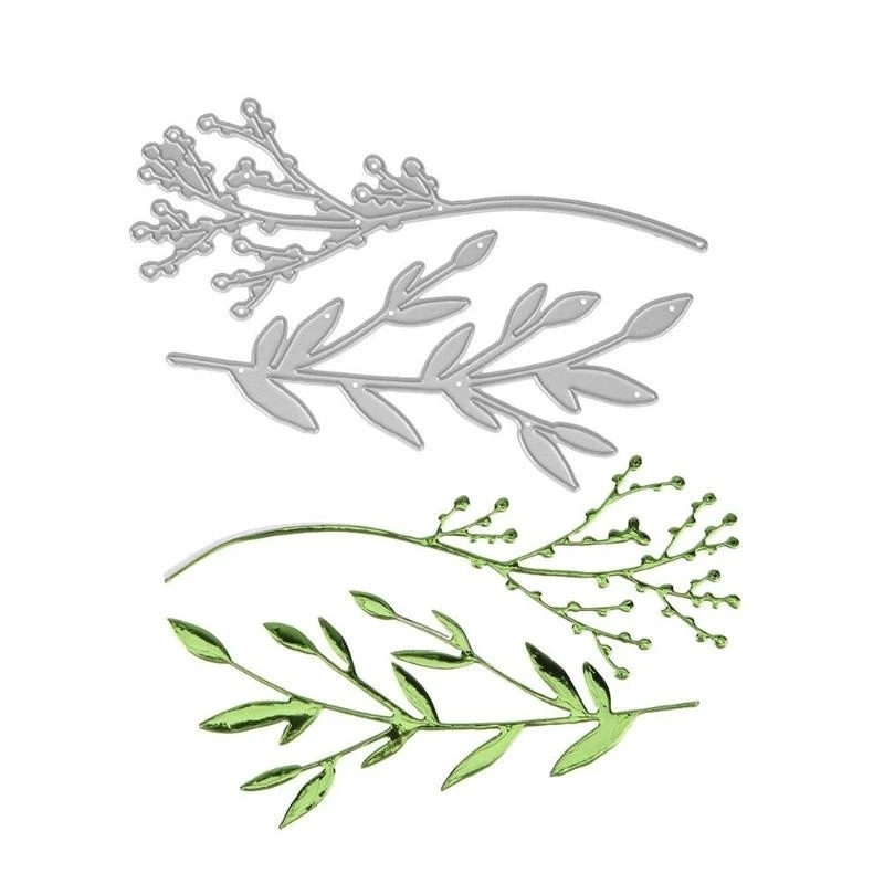Matrices de découpe en métal pour bricolage, artisanat de gaufrage décoratif, carte en papier, branches d\'album photo, scrapbooking, ensemble de 2