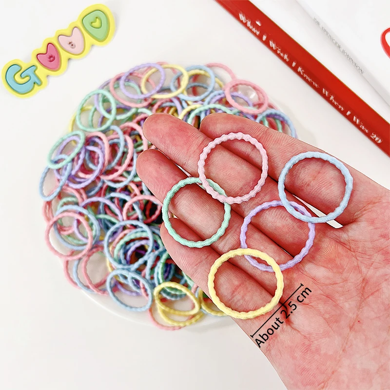 50/100/Pcs Baby Girls Cute Colors Simple Basic High Elastic Scrunchies Rubber Band Children Hair Bands Kids Hair Accessories