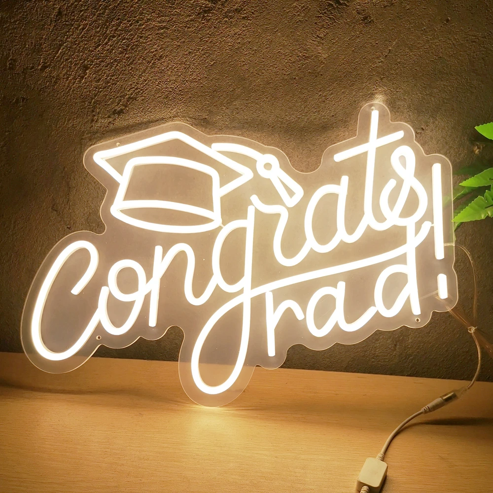 Neon LED Congrats Grad Light Sign Congratulation Party Light up Neon Signs for Graduation Decoration Lights