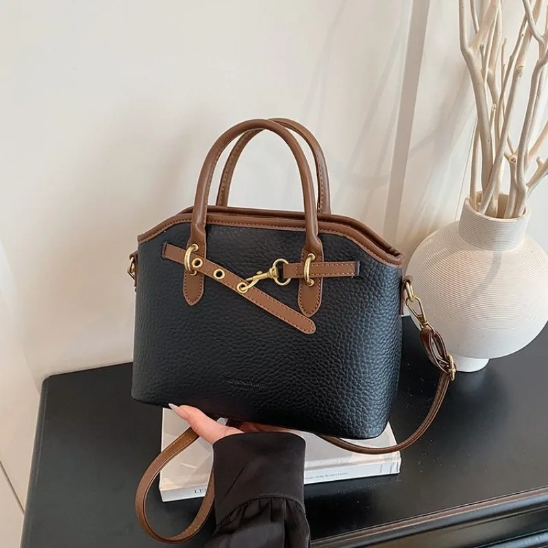 

Ladies Diaper Bag Large Capacity Square Satchel Retro Original Textured Leather Crossbody Handbag Trendy Commuter Luxury