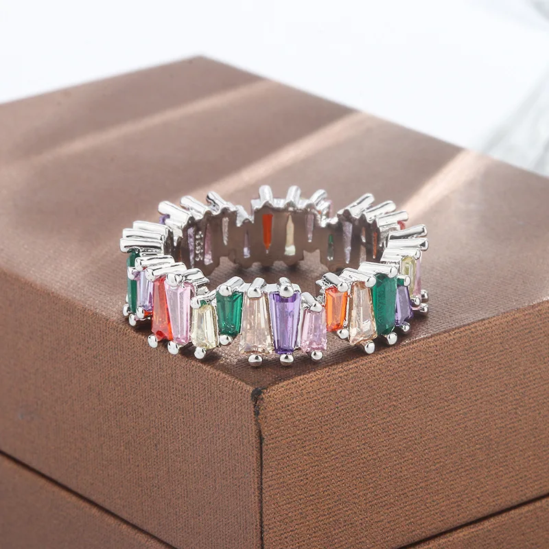 Trendy and Cool Authentic S925 Silver Colored Gemstone Women's Ring