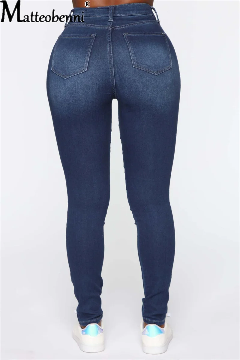 Casual Streetwear Stretch Jeans Weibliche 2023 Mode Bleistift Hosen Städtischen Pendler Baumwolle Gebrochen Löcher Frauen Dünne Denim Hosen