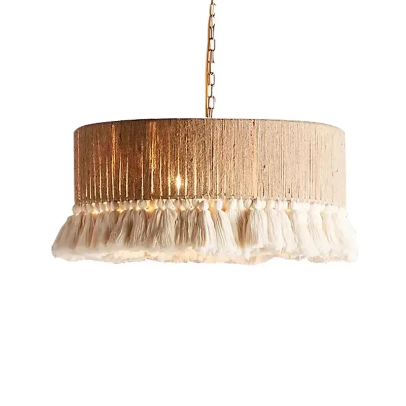 Plafonnier au Design Vintage Créatif avec Pompon et Ficelle, Luminaire Décoratif de Plafond, Idéal pour une Chambre à Coucher, un Salon ou une Salle à Manger