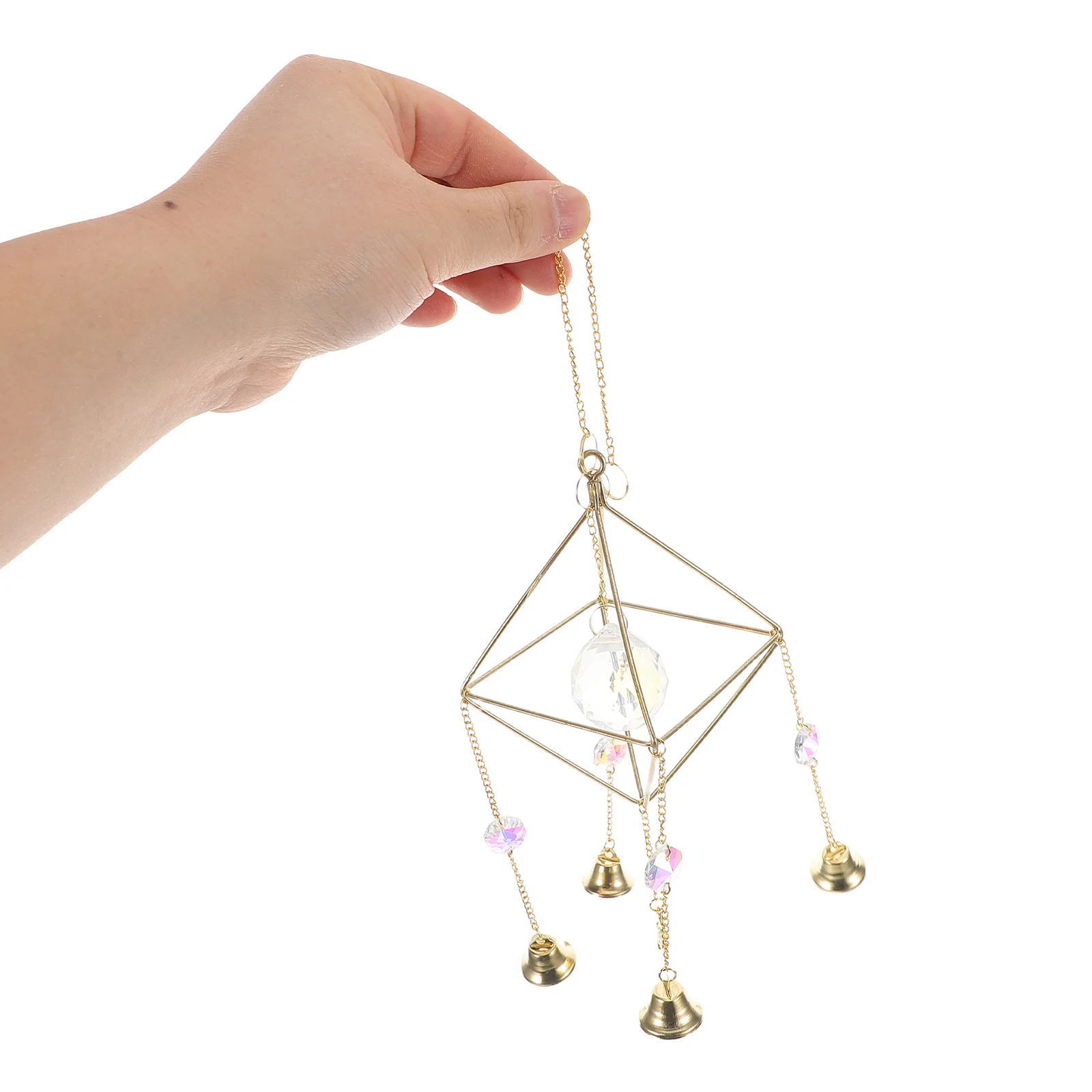 

Golden Crystal Wind Chime Pendant Hanging Decor Metal Sun Catcher for Patio Garden Living Room Clear Sound Elegant Design