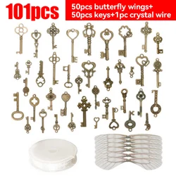 Vintage Skeleton Keys Realistic Flying Key Charms with Dragonfly Wings DIY Jewelry Necklace Craft Pendant Keys Home Decoration