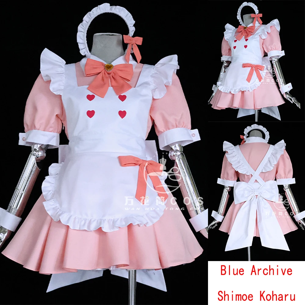 Blue Archive Shimoe Koharu Cosplay Costume Halloween Game Suit Lovely Dress Maid Uniform Women Outfits Role Play Clothes