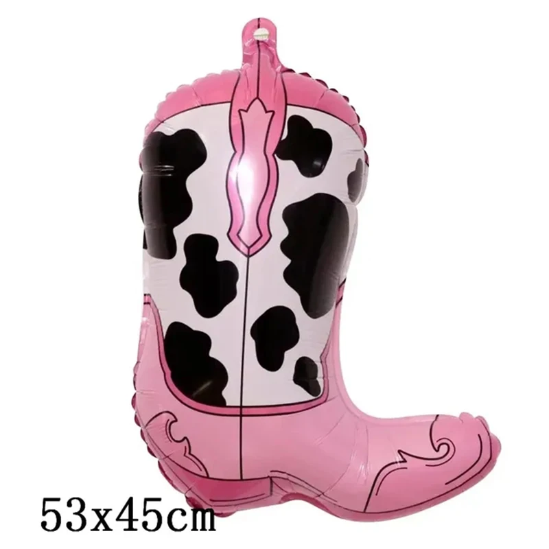 6 stücke Western Cowboy Themen Party Folie Helium Ballon Boot Form Ballons Hut Western Pferderennen Themen Geburtstag Kuh Luft globos – Detail 6