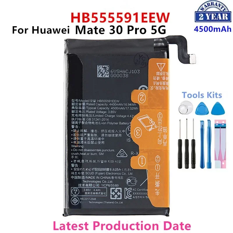 100% Orginal  HB555591EEW 4500mAh Battery For Huawei Mate30 Pro 5G / Mate 30 pro 5G / Mate30Pro 5G  Batteries+Tools