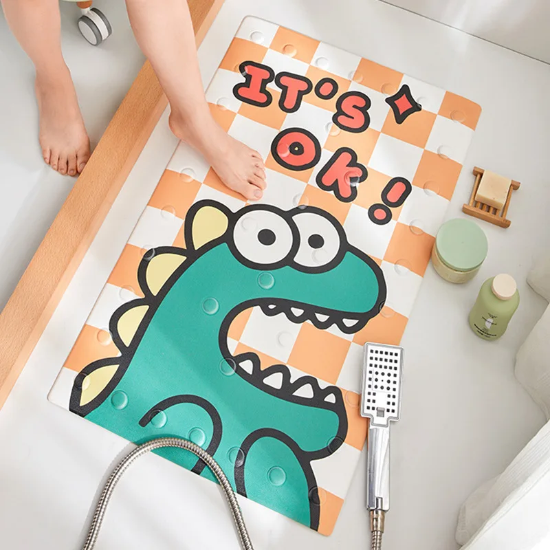 

Cartoon PVC Bathroom Non-slip Floor Bath Mats Cute Foot Pads Suction Cups Rugs For Waterproof Shower Room Bathroom Floor Mats