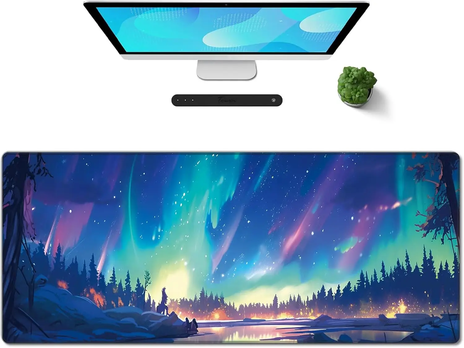 

Коврик для игровой мыши XXL XL, большой длинный удлиненный большой коврик для мыши, нескользящая резиновая клавиатура с прошитыми краями (Aurora)