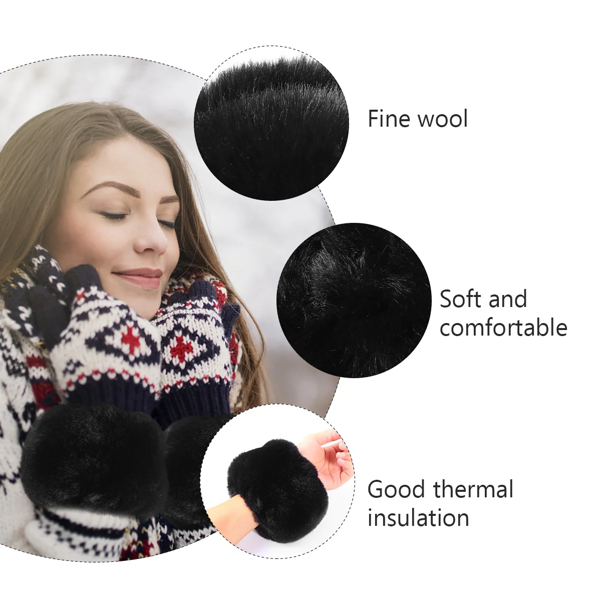 

1Pair Women Winter Faux Hairy Arm Warmers Short Sleeve Wristband Gloves Soft Warm Wrist Cuffs for Jackets Sweaters Cold Weather
