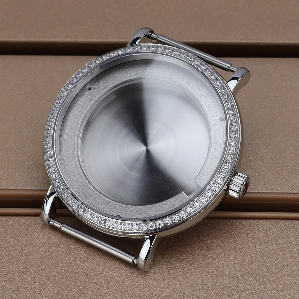 

for ultra thin 40mm Stainless Steel Watch Case Domed Sapphire Crystal Fit Miyota 9015 Mechanical Movement Watch Accessories Part