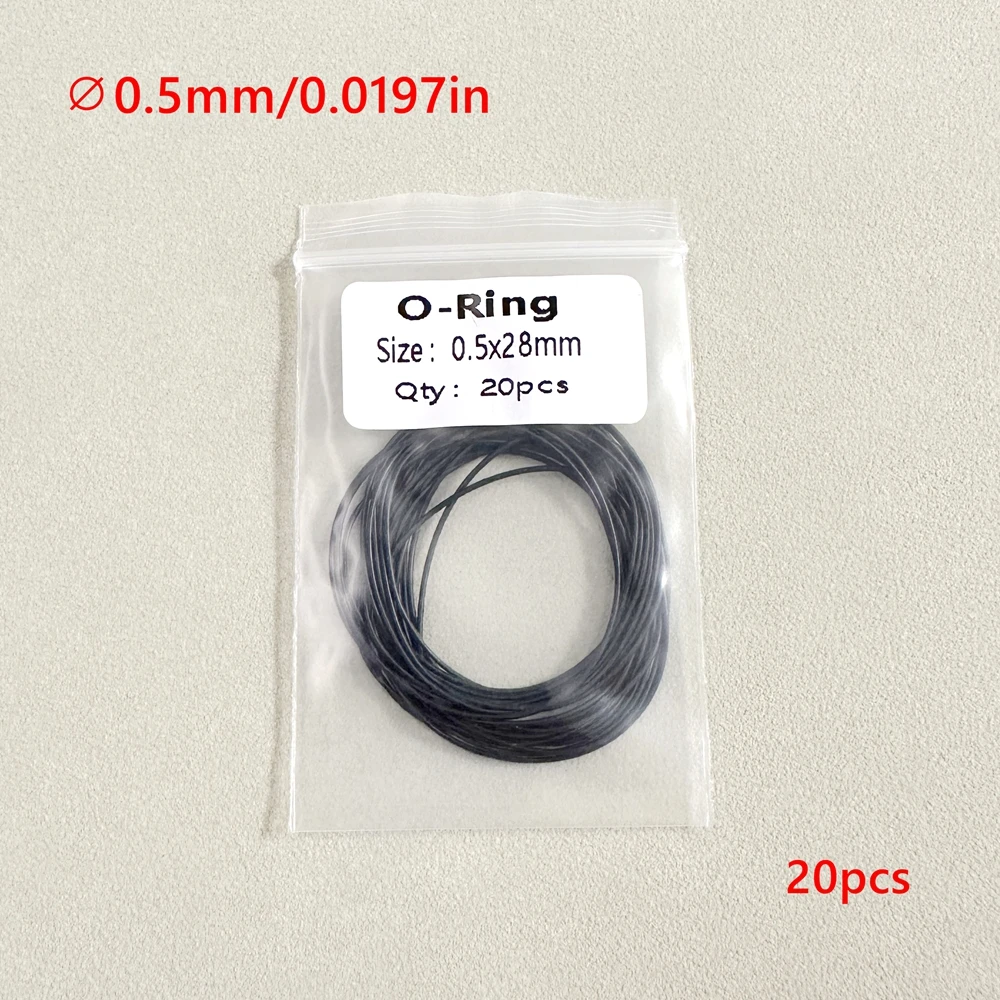 시계 뒷면 커버 방수 링 ∅0.5mm/0.0197in 유지 관리 및 수리, 뒷면 커버 탄성 검정색 니트릴 고무 20개