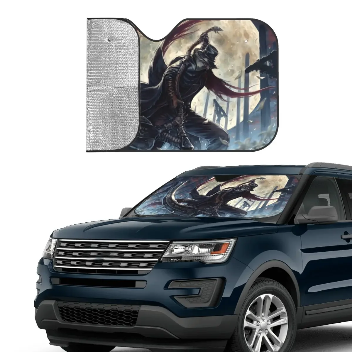 Bloodborne Sunshade Windscreen The Old Hunters Personality Cover Front Block Window 70x130cm Car Sunshade Car-styling