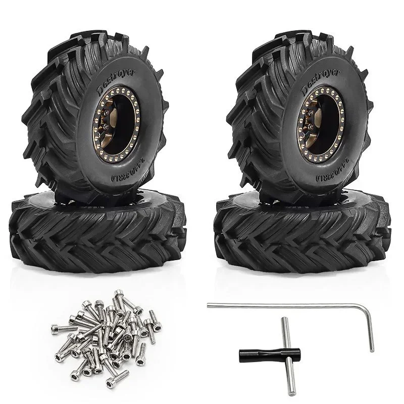 

4pcs OD 62mm 1.0" Metal Beadlock Wheel Tire Set For 1/18 RC Crawler Car TRX4M SCX24 Upgrade Parts Accessories