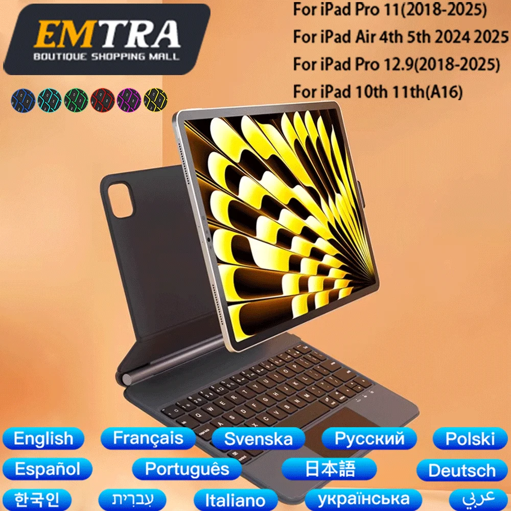 

Magic Keyboard For iPad A16 Pro 11 10.9inch Air 4 Air 5 12.9 6th 5th 4th 3rd 2025 11th 10th Gen generation Magnetic Smart Cover