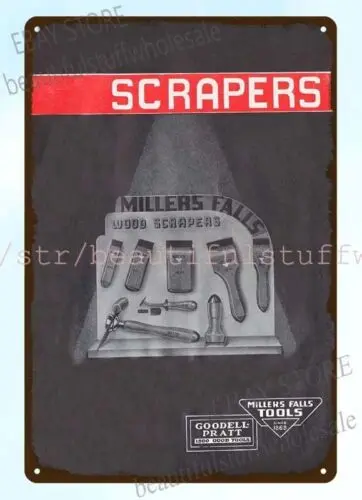 1938 Millers Falls Tools scrapers metalworking servicemen metal tin sign