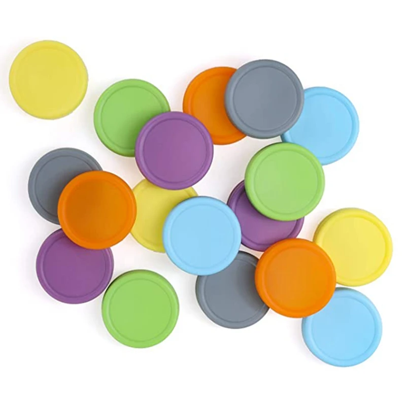 18Pcs Plastic Regular Mouth Mason Jar Lids For Ball, Kerr And More With Rings - Colored Plastic Storage Cap