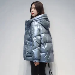 Short Down cotton Jacket For women's Winter 2026 New Glossy Fashion Loose Thick Coat Female Casual Cotton Hooded Parka Jackets