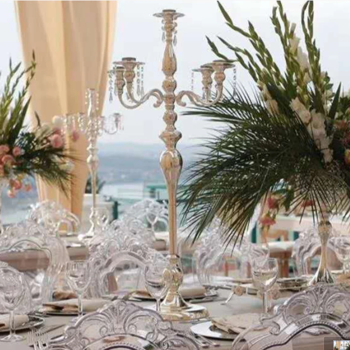 

4pcs/10pcs H 60cm to 120cm ) new style 5 Arms Wedding Crystal Candelabra Centerpieces Wholesale Crystal Candlestick