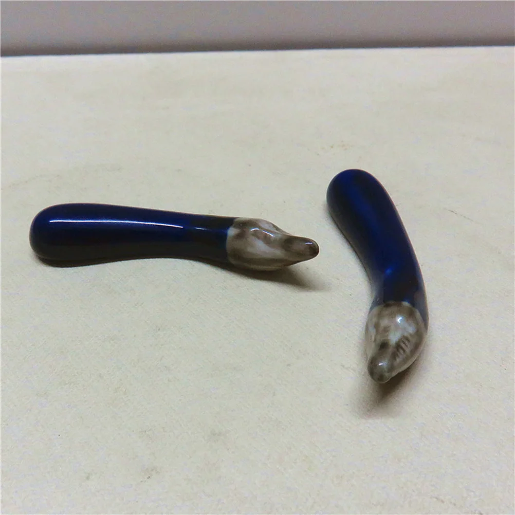 Palillos de berenjena de cerámica azul oscuro, vajilla creativa elegante, regalo de mesa para los seres queridos, 6 uds.