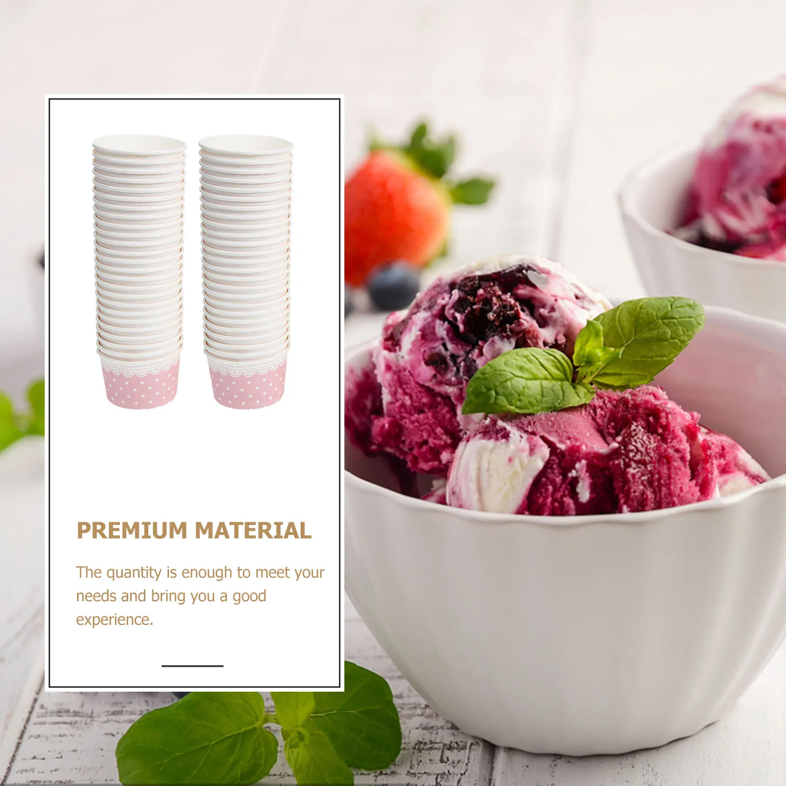 

50Pcs Ice Cream Paper Bowls Disposable Dessert Cups for Home Party Cafeteria Use Jelly Mousse Salad Dressing Storage