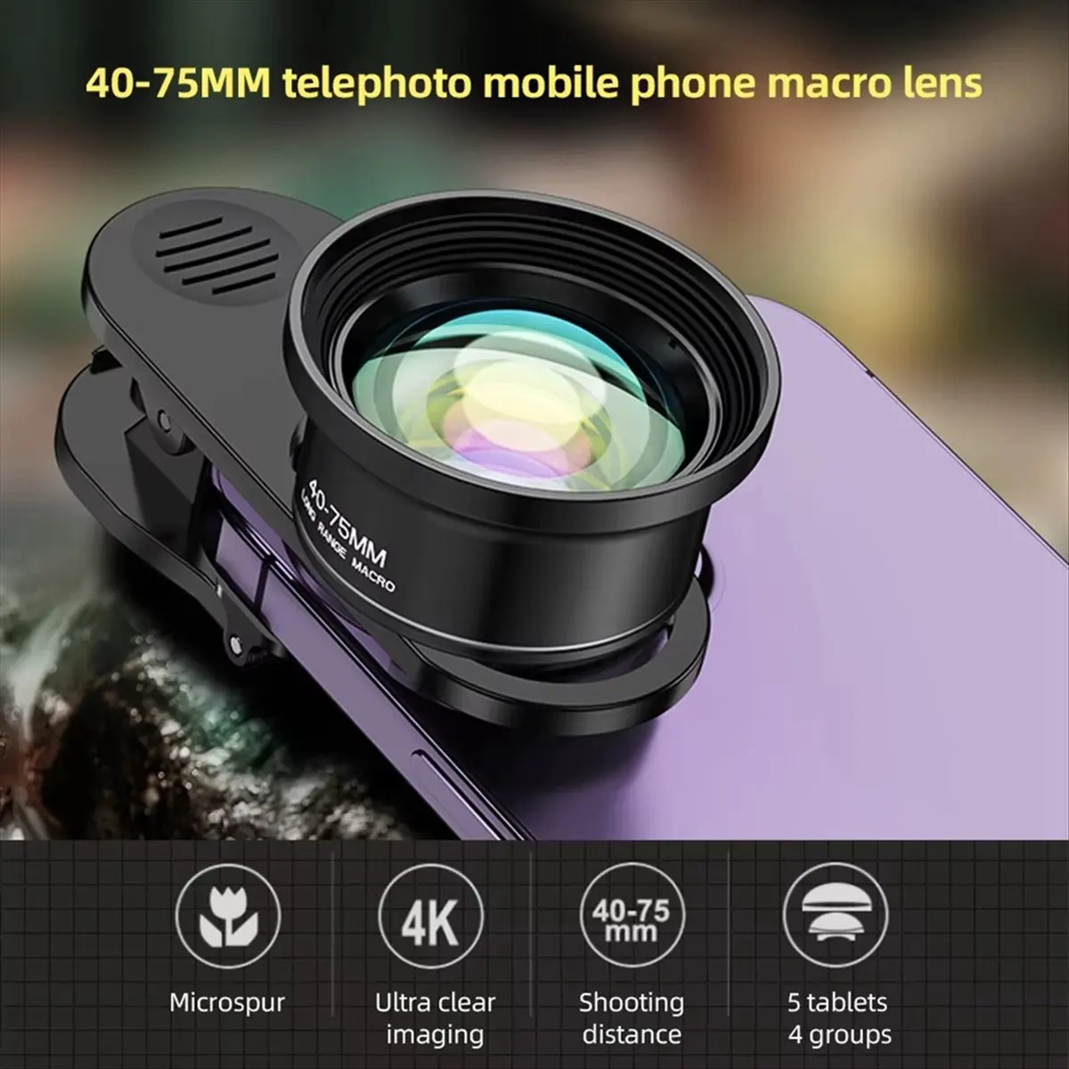 A86G NEW 4K UHD Phone Camera Lens 10X Universal Smartphone Macro Lens with Phone Clip for Smartphone