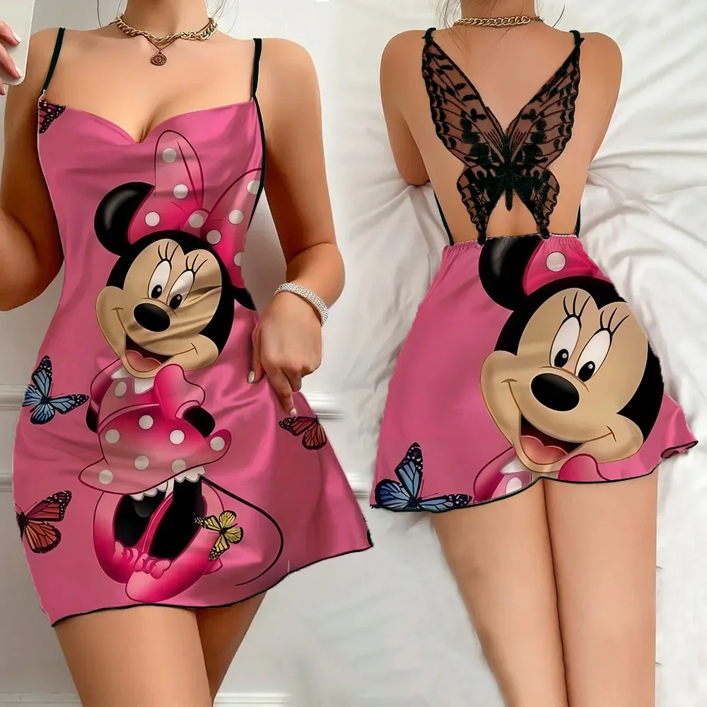 New Summer Comfortable Pajama for Women Sexy Female Sleeping Skirt New Cartoon Pattern Women's Nightwear Sleevesless Home Dress