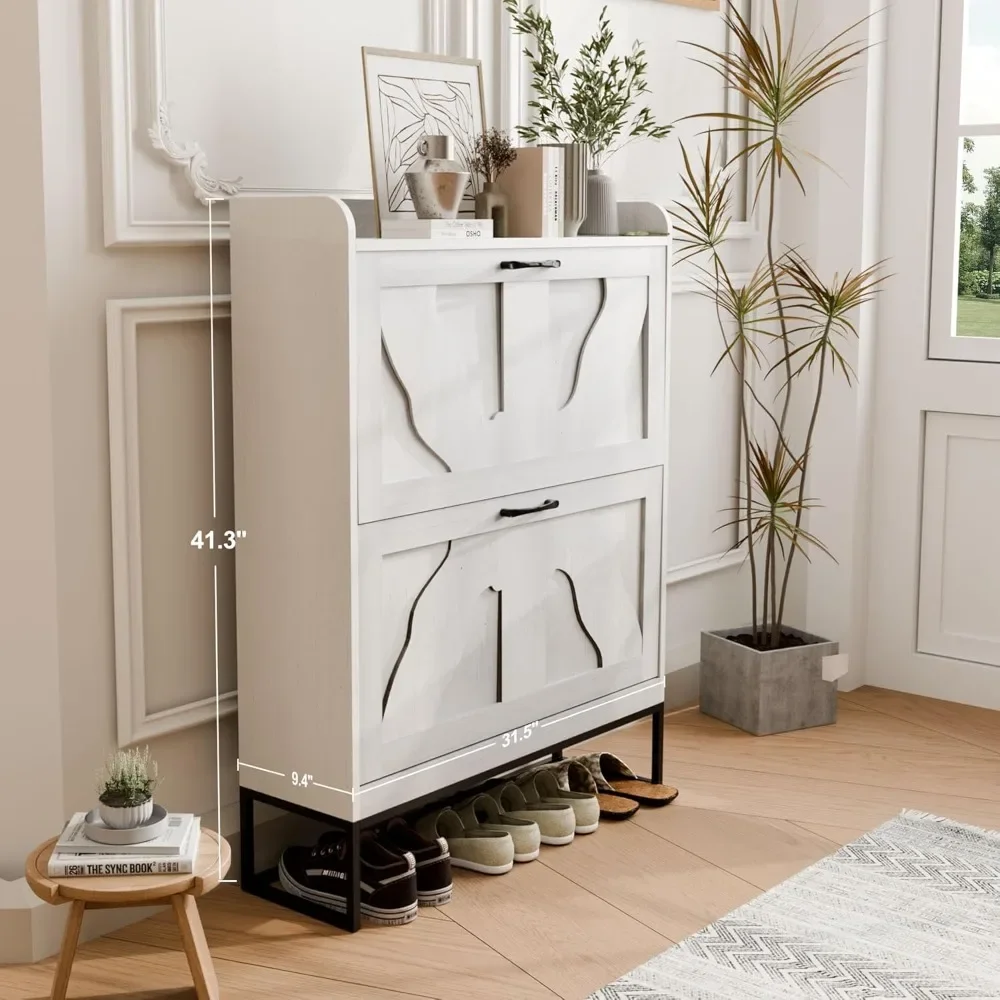 

Shoe Storage Cabinet with Flip Drawer, Narrow Shoe Cabinet for Entryway Front Door Entrance Hallway Foyer, Living Room Furniture
