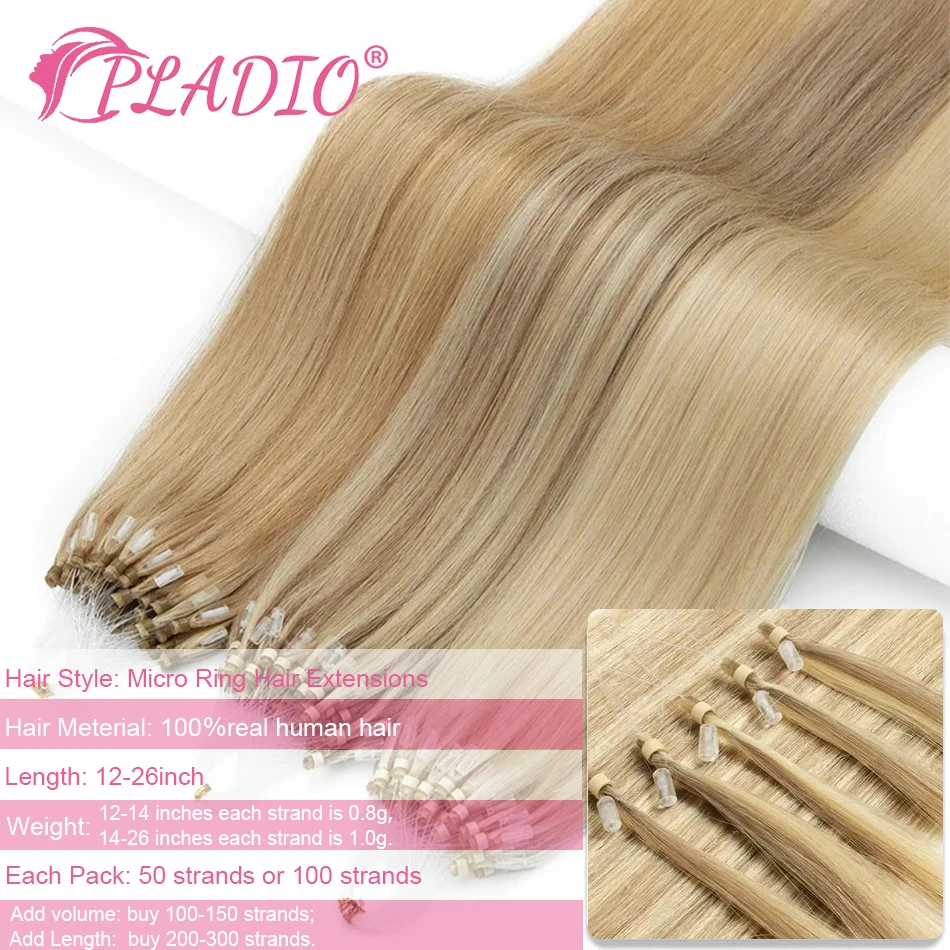 Micro extensões do cabelo humano do laço, fusão reta, fria, extensão invisível, natural do cabelo, linha de pesca, micro anel