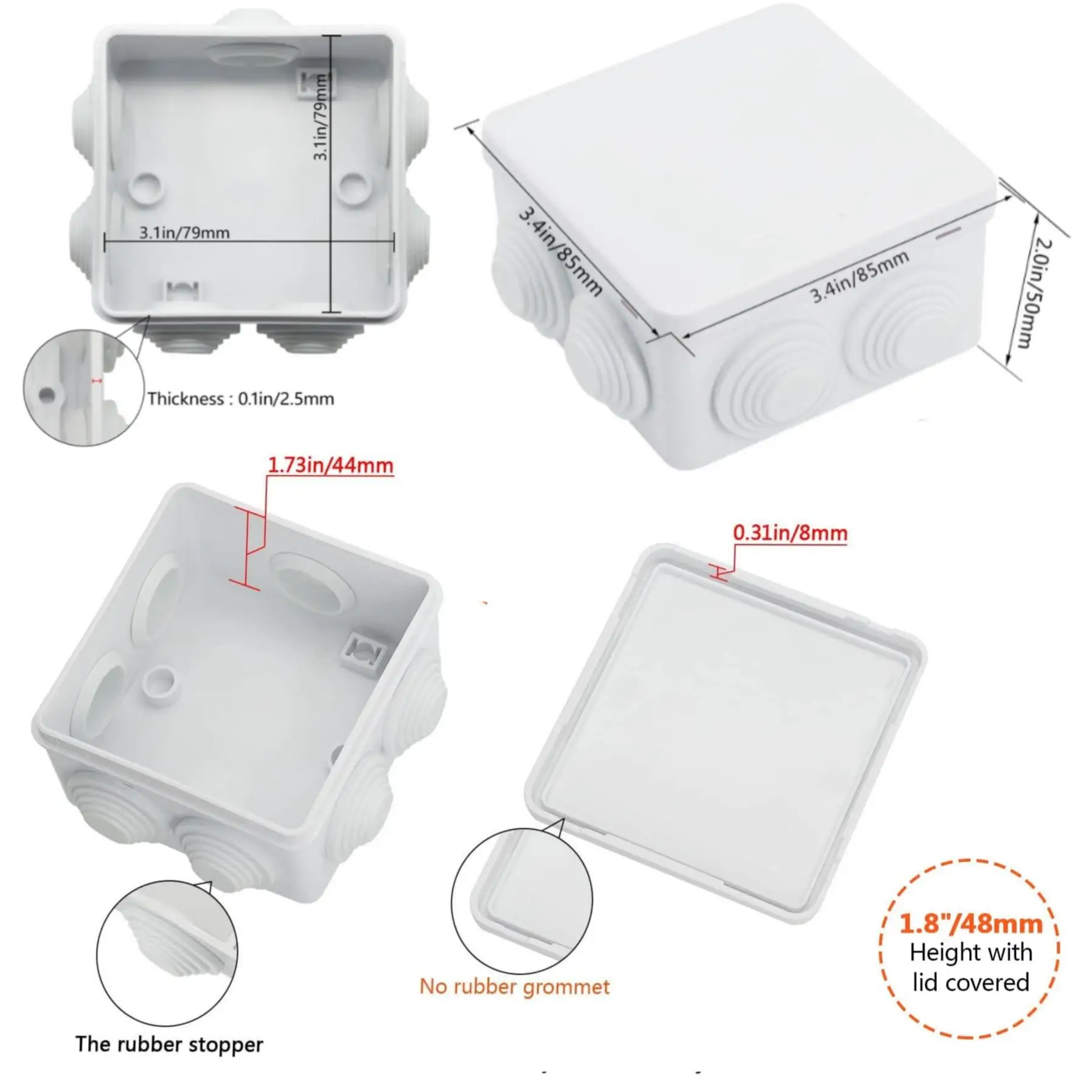 1/10pc RA White Waterproof IP65 DIY Power Case Junction Box Indoor Wire Shell Electric Control Cable Branch for Home Automation