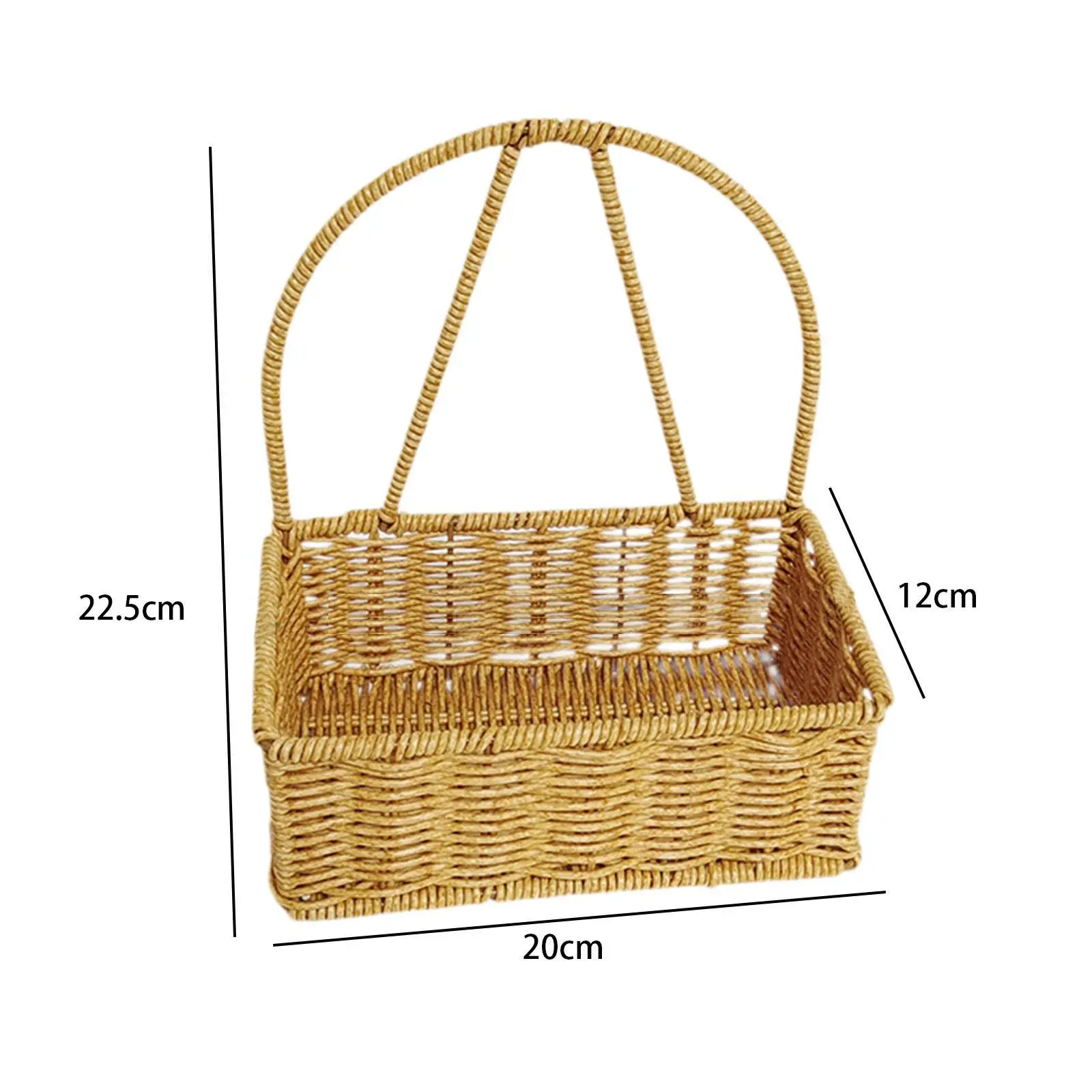 سلة من الخيزران المقلد مثبتة على الحائط ، أرفف تخزين معلقة منسوجة للحديقة والمطبخ #6