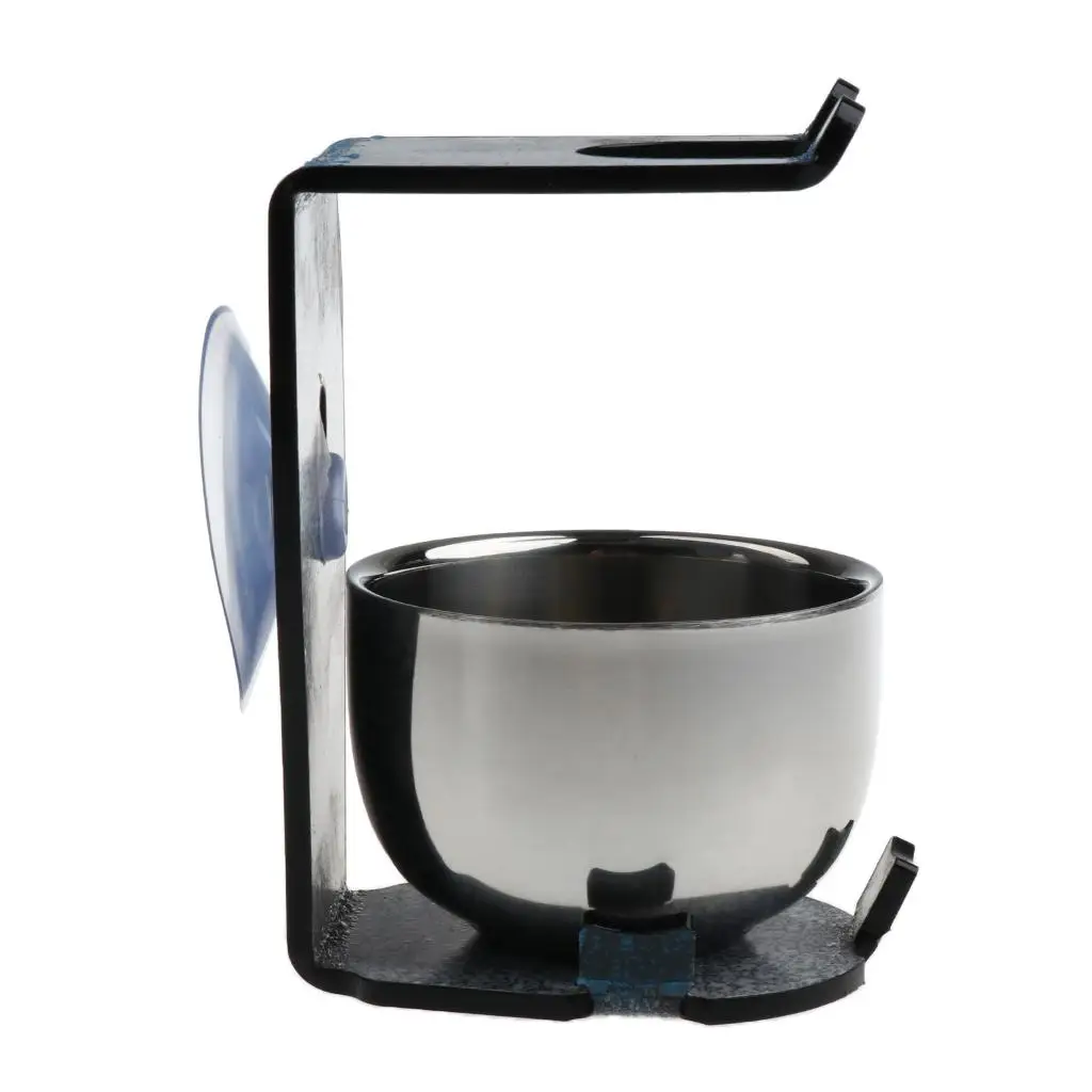 Shaving Set Holder with Suction Cup Shave Bowl with Stand Steel Acrylic Shave Brush Set for Bathroom Use