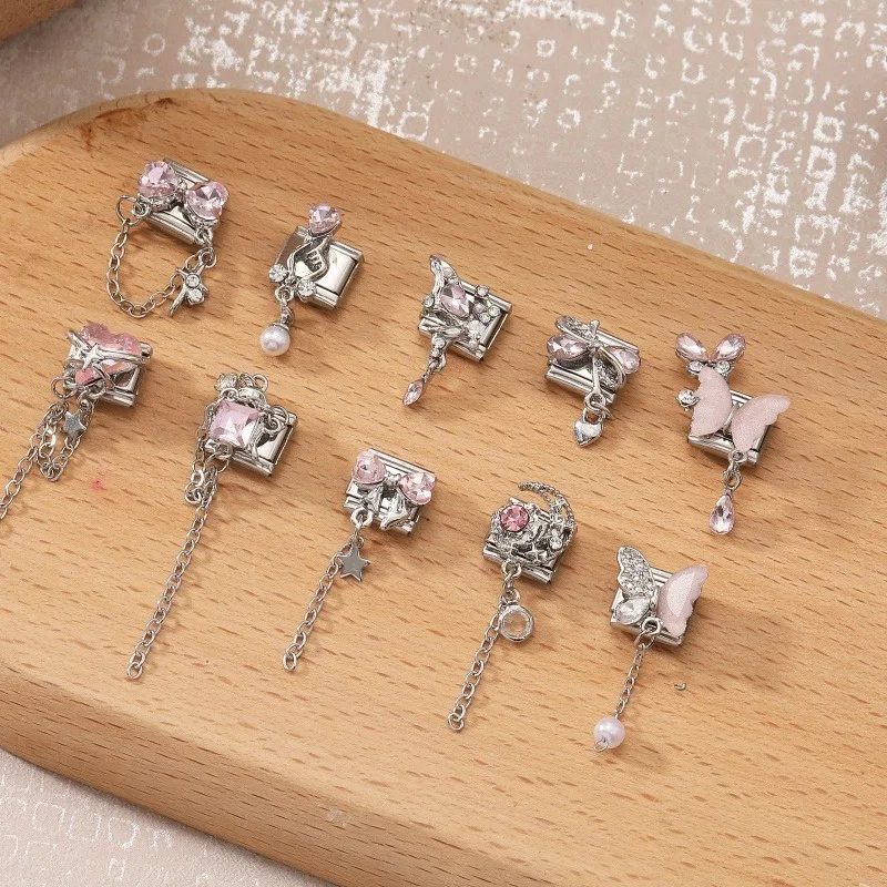 Y2K Elegant Original Design Butterfly Stars Pendant Italian Charm Links Fit 9mm Stainless Steel Bracelet Women DIY Making Gifts image 4