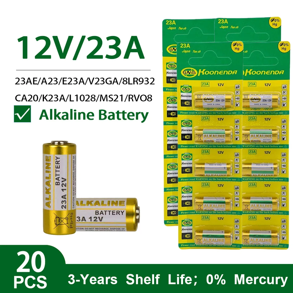 20 pz 12V 23A batteria alcalina combinata LRV08L-1B5C L1028 GP23A A23 23A E23A EL12 per torcia Mouse Flash Trigger lampadario  44