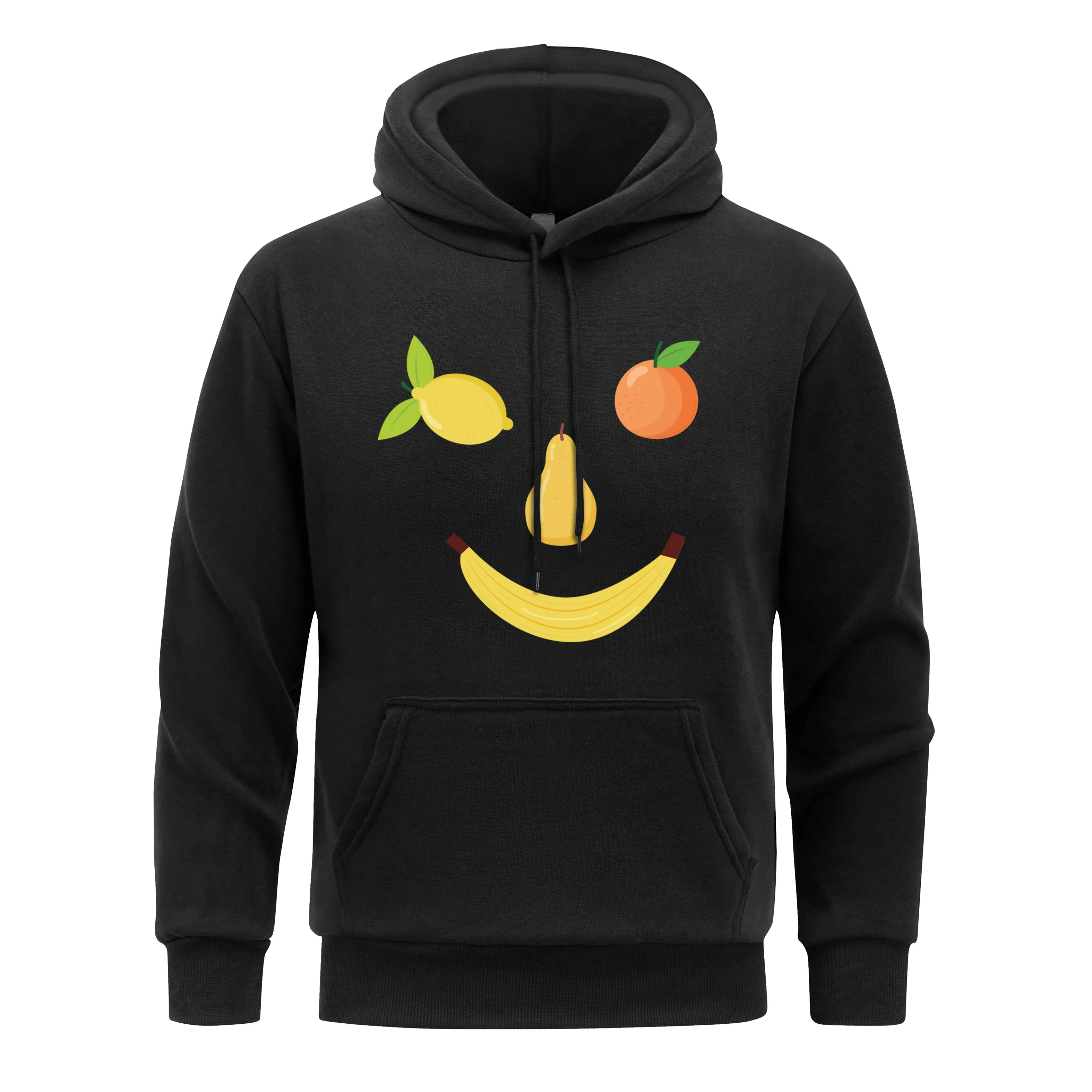 Fresh Fruit Hoodie Man Fruit Facial Expressions Hoody Original Design Men Hoodies S-XXL fur-liner Spring Autumn Clothing