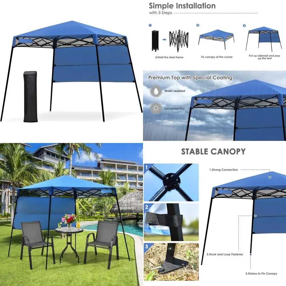 

Portable 7x7 Foot Pop Up Canopy Tent, Slanted Leg Design for Outdoor Camping, Hiking with Carry Bag and 4 Stakes, Compact and Ea
