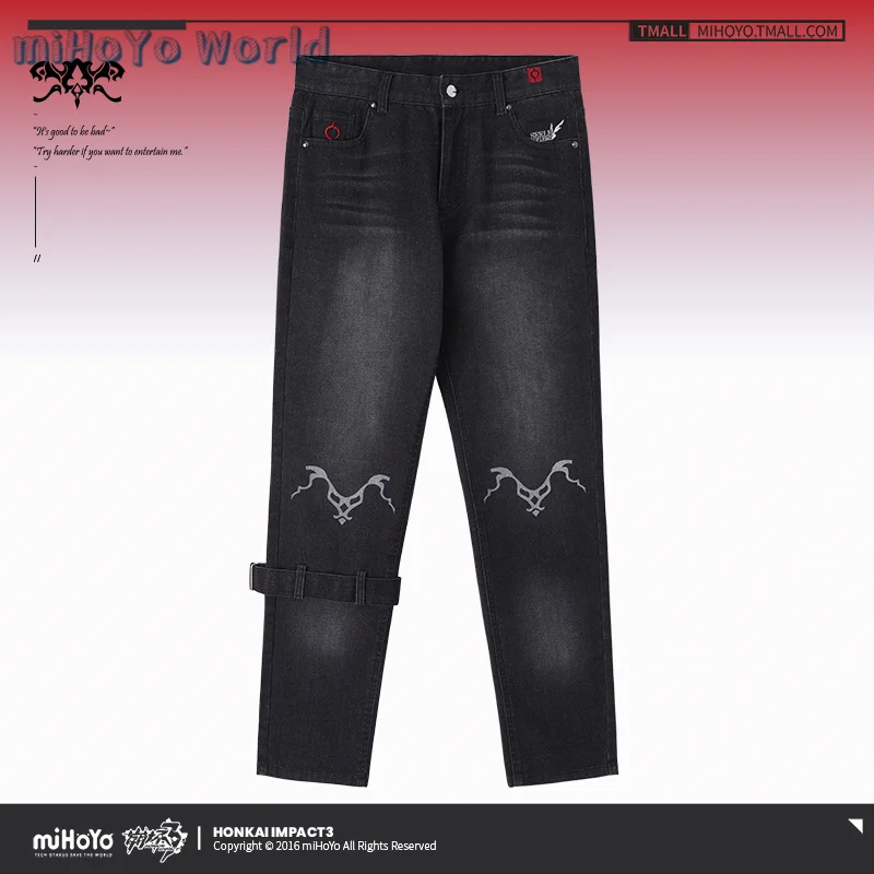 MiHoYo Official Honkai Impact 3 Seele Vollerei Doujin Jeans Starchasm Nyx Collection Theme Blouse Unisex Black Pants Xmas Gifts