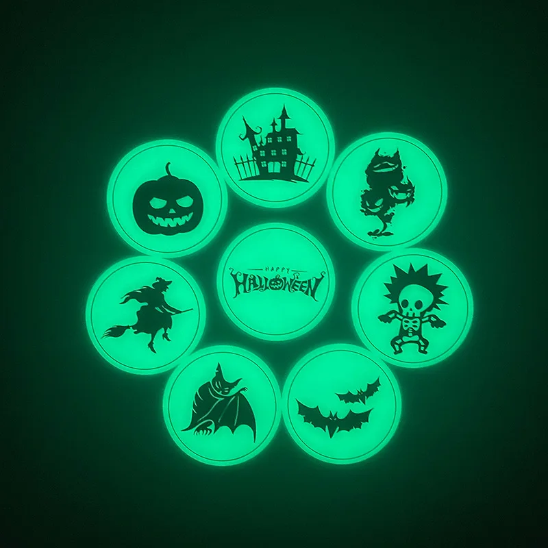 Halloween Silicone Coasters Luminous Creative Bat Witch Pumpkin Coaster Desktop Non-slip Heat Insulation Mat Kitchen Things