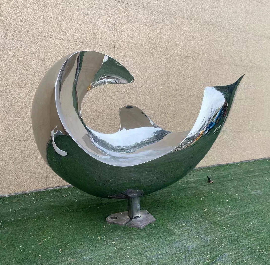 High quality modern interior metal craft art tabletop ornaments abstract stainless steel wave boat sculpture