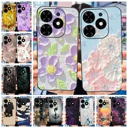 For Infinix Hot 40i Case Hot 40 Pro X6837 Fashion Flower Soft Black TPU Silicone Back Cover For Infinix Hot 40 Hot40 X6836 Cases