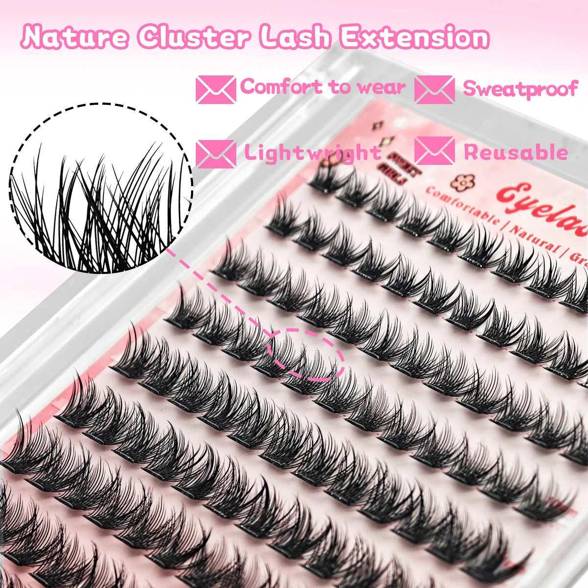 Eyelash Extension No 9 - رموش كثيفة بدون لاصق 10 صفوف،