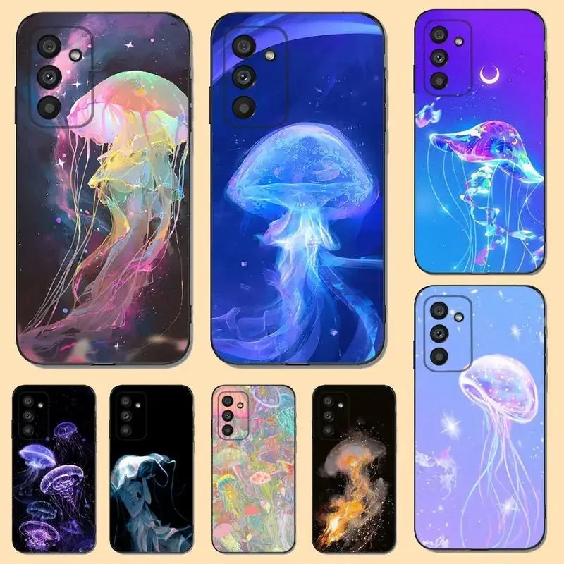 Etui na telefon Cute Cartoon Jellyfishes do Samsung S23,22,21FE 20,10lite 9,8,5plus 6,7edge Note20,20ultra Black Silicone
