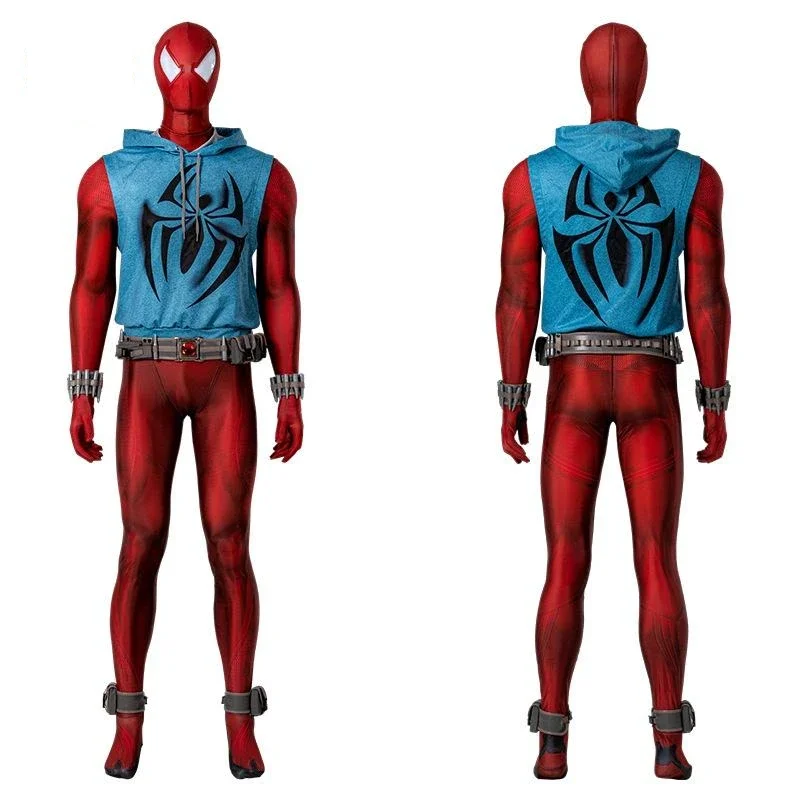 2023 Scarlet Spider Cosplay Costume For Men Jumpsuit Bodysuit Across Fresh Halloween Carnival Party Role Play Suit New