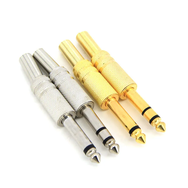 โลหะชุบทอง 6.35 มม.ปลั๊กแจ็ค 6.5 ชาย Mono Audio 6.5 อะแดปเตอร์ 1/4 นิ้วบัดกรีสเตอริโอสายไมโครโฟน L1